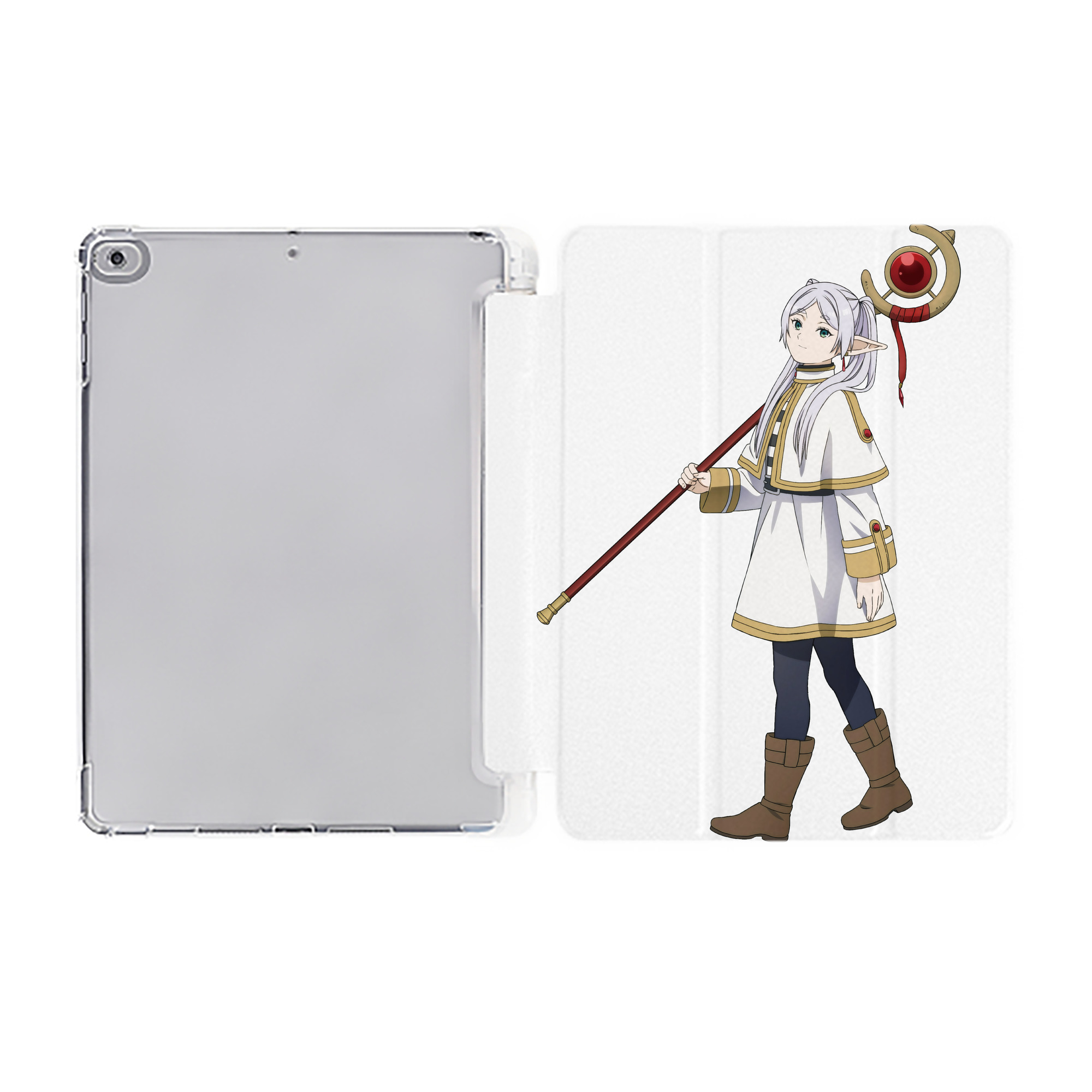 （画像用） 葬送のフリーレン Frieren IPad ケース ペン収納付き 三つ折りスタンド PUレザー×シリコン 対応機種9.5/10.5/10.9インチ
